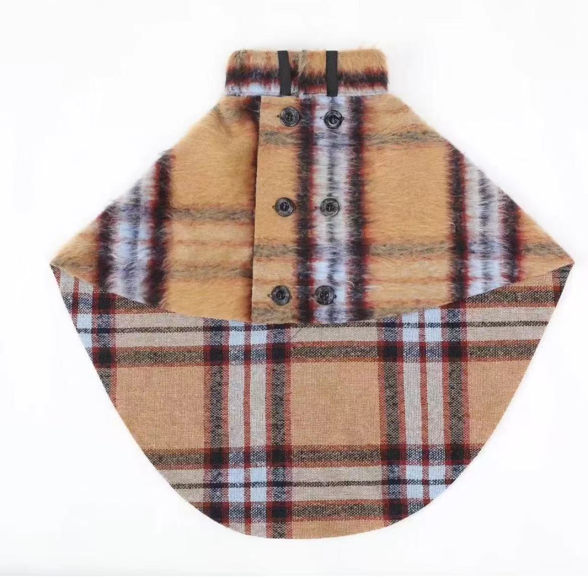 PawsCube high-end pet cape | 30% wool to keep warm without irritating the skin, British plaid pattern for all seasons, perfect for cats and dogs New Year party